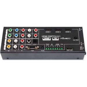 Multi-Functional HDMI Converter with 8 Inputs (VGA + AV + Ypbpr Component + HDMI) to One HDMI Output,COAXIAL Output,SPDIF Output Supports HDMI v1.4 3D