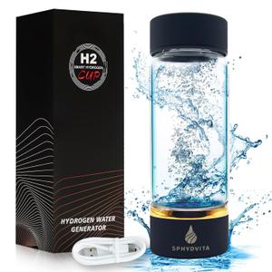 Hydrogen Water Bottle, 3Min Rapid High Content Alkaline Hydrogen Water, USB-C Rechargeable Hydrogen Water Machine, Portable 14OZ, SPE PEM Tech, Travel, Home, Office, Gift for Family & Friends (Black)