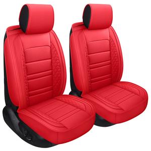 SPEED TREND Car Seat Covers – Premium PU Leather for Ultimate Comfort & Protection, Easy Installation and Universal Fit for Most Cars SUVs Trucks (ST-001 Front Pair, RED)