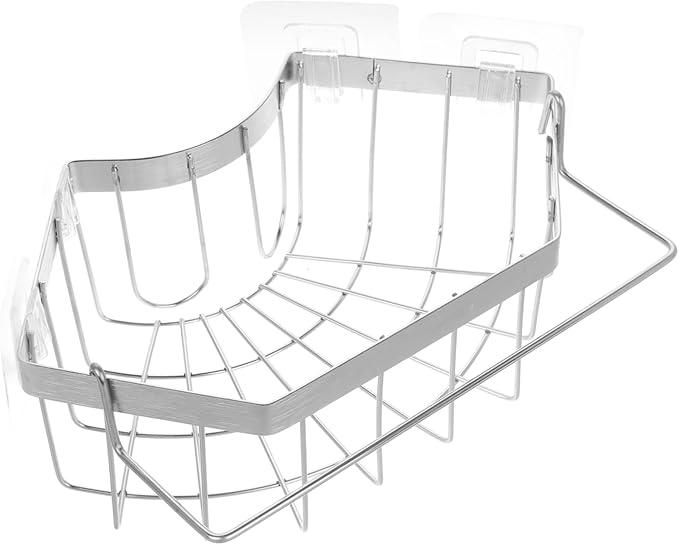 GLEAVI Kitchen Sink Sponge Holder Dish Drying Rack Sink Corner Organizer Tidy Drainer Stainless Steel Sponge and Dish Rag Holder