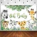 7x5ft Safari Baby Shower Backdrop Jungle Animals Wild One Birthday Photography Background Greenery Zoo Animal Boy Baby Shower Party Cake Table Decorations Banner Photoshoot