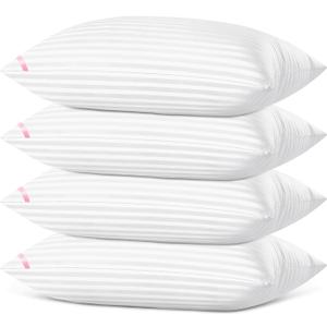 EIUE Bed Pillows for Sleeping 4 PackPillows for Side and Back Sleepers,Super Soft Down Alternative Microfiber Filled Pillows (White, Queen (Pack of 4))
