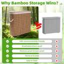 Livole Bamboo Toilet Paper Storage with Lid - 16 Regular Rolls or 12 Mega Rolls 36L Large Capacity Natural Toilet Paper Basket Organizer for Bathroom