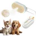 Cat Steam Brush, 3 in 1 Pet Spray Hair Removal Comb, Cats and Dogs Brush for Shedding, Rechargeable Silicone Pet Steam Brushes, Spritz Defur Comb for Massage, Cleaning and Remove Loose Hair - White