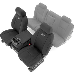 Rough Country Neoprene Front Seat Covers for Chevy Silverado & GMC Sierra 1500/2500HD (2007-2013) - Waterproof & UV Resistant, Foam Padded, Front Seat Cover Set