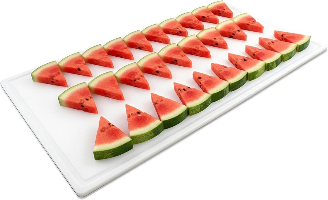 Thirteen Chefs Extra Large 30x18 Inch Cutting Board with Juice Groove - Great for Carving, Fish, Meat and Game  1/2 Inch Thick White HDPE Plastic, 10 pounds