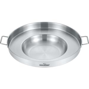 COOKAMP 23" Stainless Steel Comal Griddle, 5 Quarts Heavy-Duty Mexican Pan for Tacos, Carnitas | Deep Body Design, Outdoor Gas Stove Compatible, Low-Oil Cooking. SS800