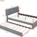 Ball & Cast Full Szie Upholstered Bed Frame with LED Light and Trundle,Teddy Fleece Platform Bed w/Channel Tufted Headboard &Wooden Slats Support,No Box Spring Needed, for Bedroom,Gray