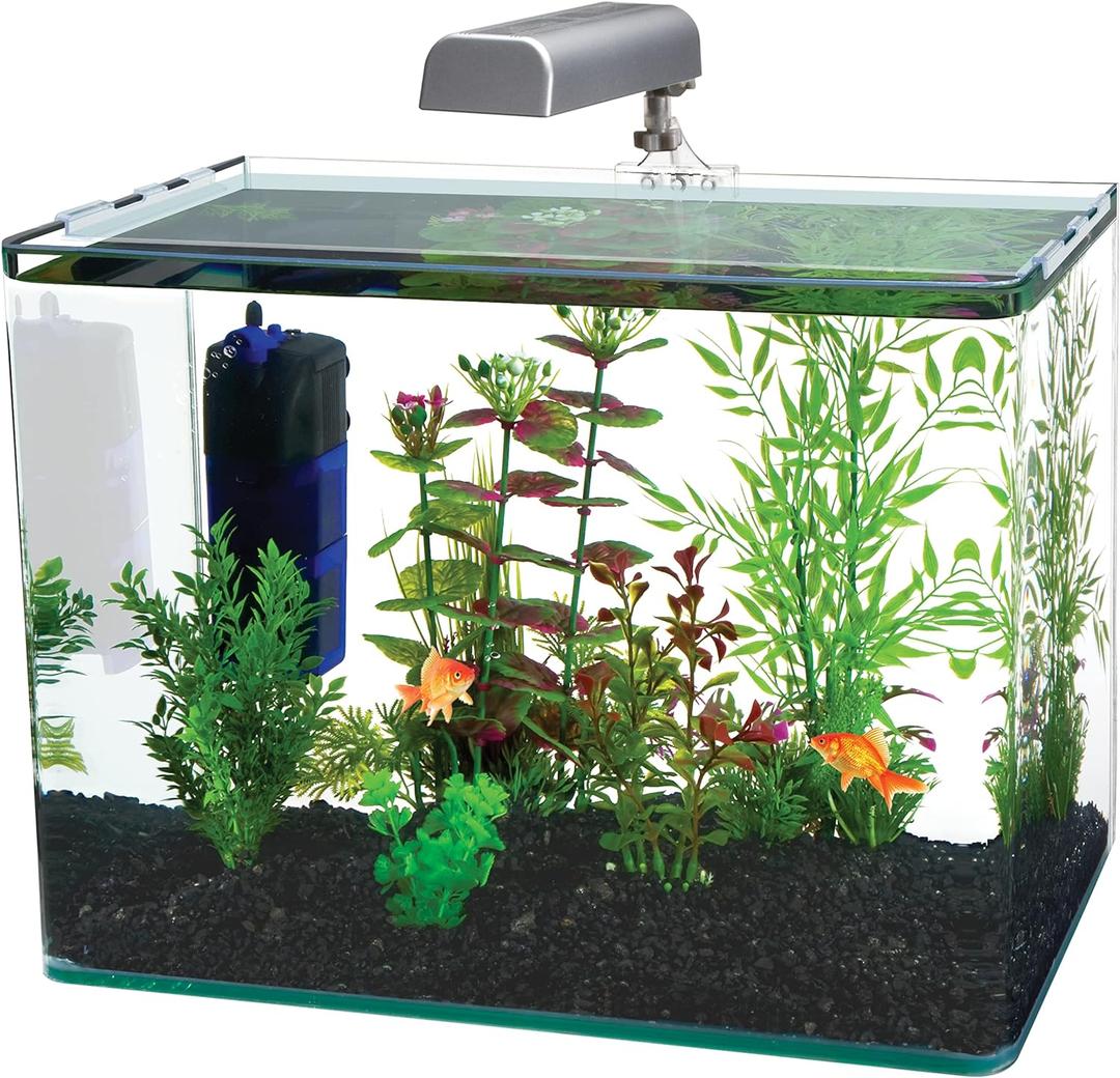 PENN-PLAX Water-World Radius Desktop Nano Aquarium Kit  Come with LED Light, Internal Filter, and Mat  Perfect for Shrimp and Small Fish  5 Gallon Tank