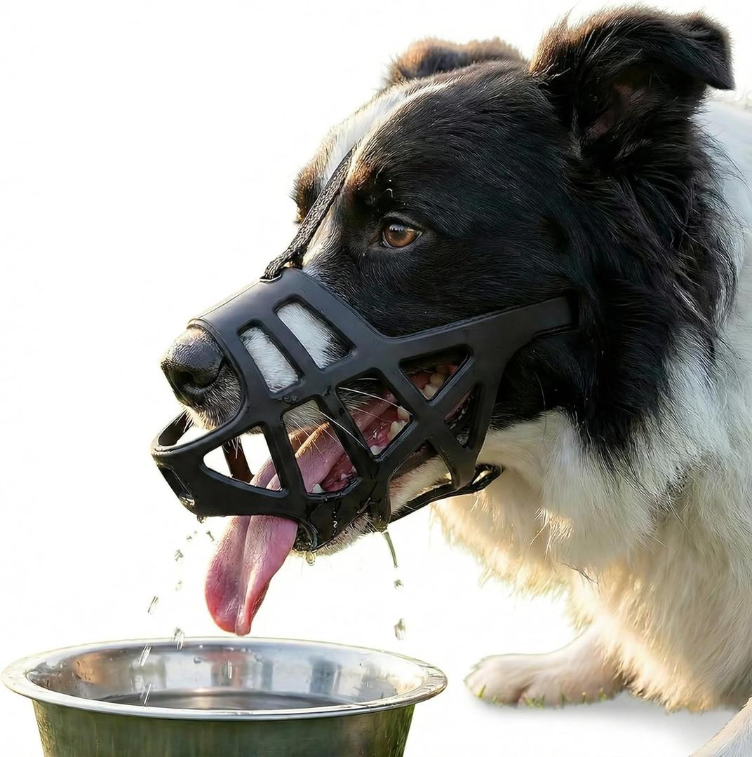 Breathable Basket Dog Muzzle for Large Dogs, Adjustable Reflective Anti-Biting Barking Chewing Muzzle, Soft Durable Pet Muzzle Allows Drinking Panting for 38.5-55 lbs Large Breed Dogs