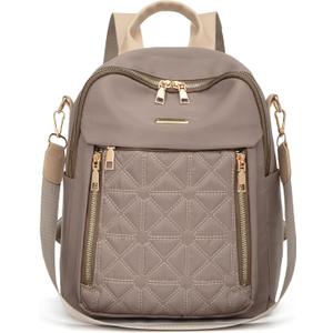 Mini Nylon Women Backpacks,Small Ladies backpacks Lightweight Shoulder Satchel Bag Tote Handbag Casual Travel Daypack (Khaqi)