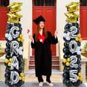 Hungdao 2 Sets Graduation Balloon Column Stand Kits with 174 Balloons 6.6ft Black Gold Balloon Tower Stand Kit with Base 2025 Graduation Adjustable Decorations for Grad Party Decor Supplies