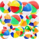 16 Pack Assorted Inflatable Beach Balls (8", 14", 16", 24"), Rainbow Beach Balls Colorful Blow Up Sport Balls for Swimming Pool, Beach, Summer Party Decor & Outdoor Activity