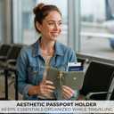 Beautiful Passport Holder for Travel with Wristlet Strap - All-in-One Wallet for Women with Card Slots and Tassel Keychain - Perfect RFID Blocking Case to Keep Your Travel Documents Organized & Safe, Sage