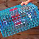 Florida Large Blue Crab Trap – 11 x 24 x 24 Recreational Blue Crab Pot – Four-Throat Saltwater Crab Trap – Heavy Duty PVC Coated Wire Fishing Trap