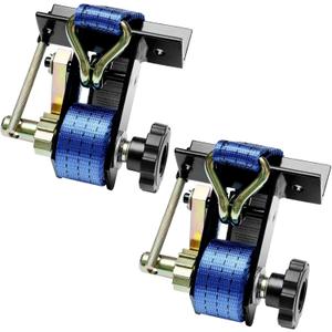 Lumber Rack Ratchet Straps, W/J-Hook (2PCS), 1.4" Black Square Tube Mount, 1.5" Wide x 7.5' Long, Blue Ladder Rack Ratchet Straps, 500 lbs Load Heavy Duty, Truck Rack Straps, Pipe/Roof Rack Strap