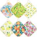 6 Pack Pot Holders 100% Cotton Heat Resistant Potholder, Machine Washable Pot Holder, Hot Pads, Table Pads for Cooking Baking (A)