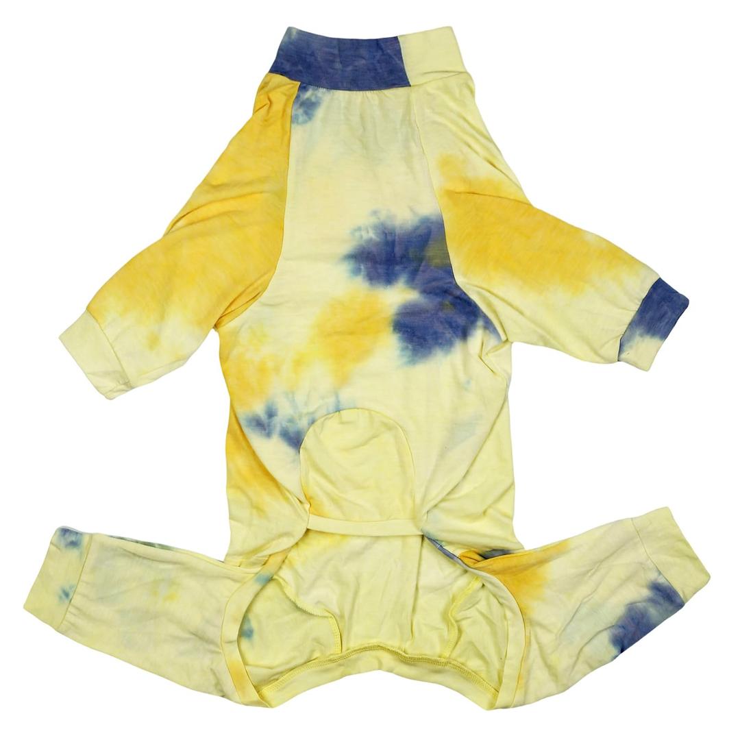 D.E.E Dog Pajamas Large Cotton Dog Clothes Warm and Comfortable Lightweight Jumpsuits Prevent Licking Wound (Yellow, L1)