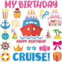 Leumoi 27 Pcs Birthday Cruise Door Magnets Decorations Funny Stateroom Pink Cruise Ship Door Magnets Decorations Magnetic Reusable for Happy Birthday Cabin Ship Carnival Fridge Car Accessories(Cake)