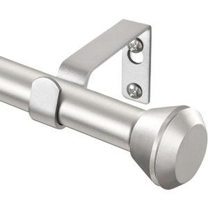 Silver Curtain Rod 32 to 58 Inch, HOTOZON 3/4 Inch Heavy Duty Curtain Rods for Windows, Decorative Single Drapery Rod with Diamond Finials