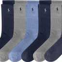 POLO RALPH LAUREN Men's Performance Crew Socks 6 Pack (6-12.5, Denim)