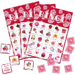 OHOME Valentines Crafts for Kids - Valentines Bingo Cards - Kids Gifts for School Classroom | 24 Players Valentines Day Accessories Party Favors - Valentine Toys Games for Boy Girl