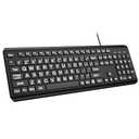 Large Print Computer Keyboard, Wired USB Full Size Quiet Keyboard with 4X Oversized Print Letters for Visually Impaired Low Vision Individuals Easy to See and Type for PC, Laptop,Windows