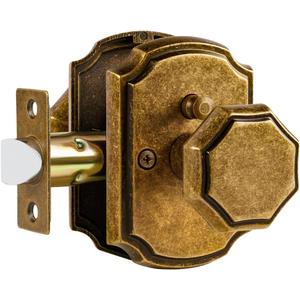 1 Pack Antique Brass Door Knobs Interior Privacy Door Knob with Lock for Bedroom and Bathroom,Zinc Alloy