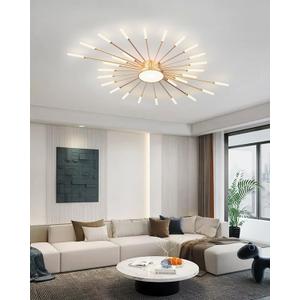 Ceiling Light Modern LED Ceiling Lamps,Flower Shape Ceiling Lights,Flush Mount Chandelier,Metal Acrylic Ceiling Lamps,Living Room Light Fixtures Ceiling for Bedroom,Dining Room(Gold,28+1 Heads)