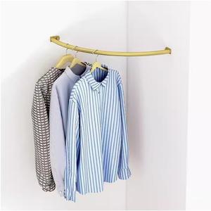 Corner Hanging Bar, Iron Wall Mounted Corner Clothing Rack Hanger, with Screws DIY Home Storage Display, Wardrobe Assistant Industrial Pipe Garment Rack (Color : Gold, Size : 30x30cm)