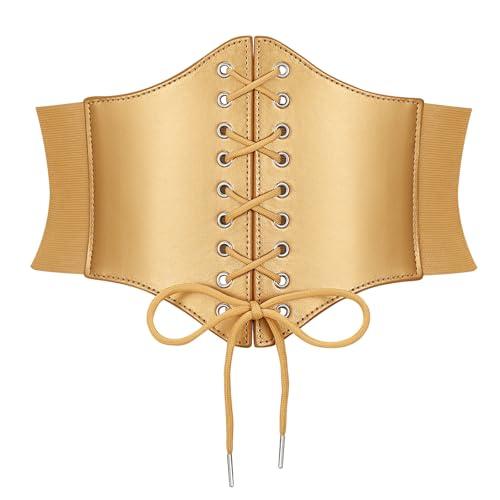 JASGOOD Women’s Elastic Costume Waist Belt Lace-up Tied Waspie Halloween Corset Belts for Women