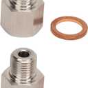 2Pcs Metric Fitting Adapter, 1/8in NPT Female to M10 x 1.0 Male Pipe Fitting Adapter Stainless Steel NPT Pipe Fiiting with Washer