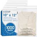 Spartan Industrial - 10" X 12" (1000 Count) Self Seal Clear Poly Bags with Suffocation Warning for Packaging, Shipping - Permanent Adhesive