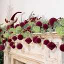 Super Holiday Velvet Christmas Ornaments Set, 35PCS Flocked Shatterproof Assorted Hanging Xmas Tree Ball Decorations, for Home Party Holiday Valentines Day Decor, Burgundy (1.57"-3.14")