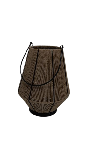10.7 IN Metal And Jute Lantern