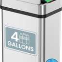 iTouchless 15 Liter / 4 Gallon Stainless Steel Wings Open Lid Sensor Bathroom Trash Can, Touchless Automatic Operation, Compact Design for Home, Office, Kitchen, Bedroom, Restroom