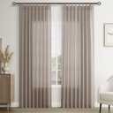 Joywell Linen Pinch Pleated Window Curtains 90 Inch Long,Back Tab Clip Rings Semi Sheer Light Filtering Drapes with Hooks for Bedroom Living Room Decor,W50 x L90,Camel,2 Panels Set