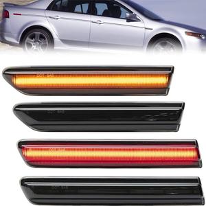 NJSBYL Amber/Red LED Side Marker Lights for Acura TL 2004 2005 2006 2007 2008 Smoked Lens Front/Rear Left & Right LED Sidemarker Lamps Replacements