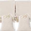 Tatuo 3 x 4 Inches Muslin Cotton Drawstring Bags Canvas Linen Sachet Bag Reusable Empty Gift Pouch for Party Home Supplies