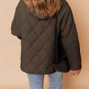 Dokotoo Womens Quilted Lightweight Jackets Button Down Puffer Jacket Coats Padded Outwear with Pockets (Brown, L)