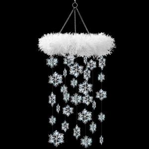 Christmas Hanging Ceiling Decor Snowflakes Chandelier Winter DIY Decor Snowflakes Chandelier Ornament for Winter Theme Wonderland Christmas Party Decorations