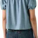 Levi's Womens Lea Short Sleeve Slim Blouse (Large, (New) My World is Blue)