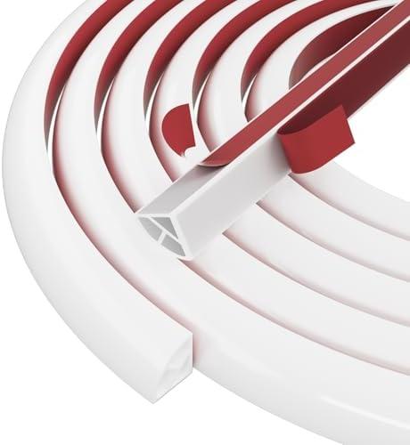 Flexible Quarter Round Molding Bendable Molding Trim,Peel and Stick Silicone Rubber Edge Trim for Floor,Tub,Cabinet,Flexible Shoe Molding Around Curved Stairs,Columns and Wall-118” L x 0.6” W x 0.6” H
