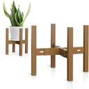 SZHLUX Adjustable Plant Stand Indoor, Modern Bamboo Plant Stand Mid Century Corner Plant Stands Stable Flower Stand for 8-12 Inches Plant Pot Color Brown
