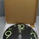XFM Glow in The Dark Clock 16 Inch Modern Silent Non Ticking Luminous Wall Clocks Battery Operated Night Light Wooden Wall Clock for Living Room Kitchen Bedroom