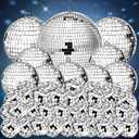 Funtery 100 Pcs Mirror Disco Balls Bulk Assorted Silver Hanging Disco Ball Decor for Home Wedding Birthday Dance Music 70 S Theme Party Christmas Tree Ornaments(0.8'',1.6'',2.4'',3.2'',4'',8'')
