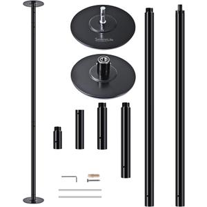 SereneLife Professional Spinning Dance Pole, 45mm Portable Exercise Pole for Fitness  Durable Steel Build, Anti-Rust Finish, Suitable for Home, Club, Gym, Party, Pub (Black)