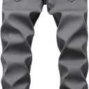GUNLIRE Men's Thermal Fleece Lined Jeans Winter Slim Fit Thicken Stretch Warm Denim Pants (Gray)