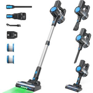 Cordless Vacuum Cleaner, Powerful Lightweight Stick Vacuum with Self-Standing, Anti-Tangle, 8-in-1 Rechargeable Vacuum Cleaners for Home, Hardwood Floors, Carpet, Pet Hair