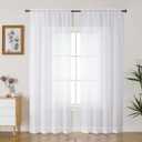 Gwine White Sheer Curtains 90 Inches Long 2 Panels Set, Light Filtering Solid Filmy Drapes for Living Room Bedroom, Elegant Soft Rod Pocket Voile Sheer Window Curtains, 42Wx90L Inch, 2PCS, White